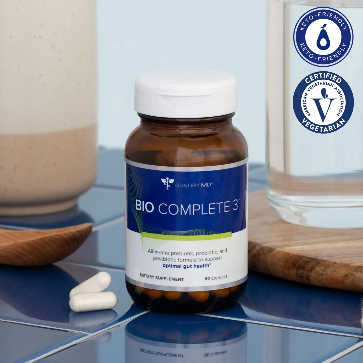 Bio Complete 3, 3-in-1 Probiotics for Gut Health, Probiotic Supplements for Digestion, Supplement Supporting Bloating, Gas, Food Cravings, Energy Levels, Skin, and Focus, 30 Day Supply